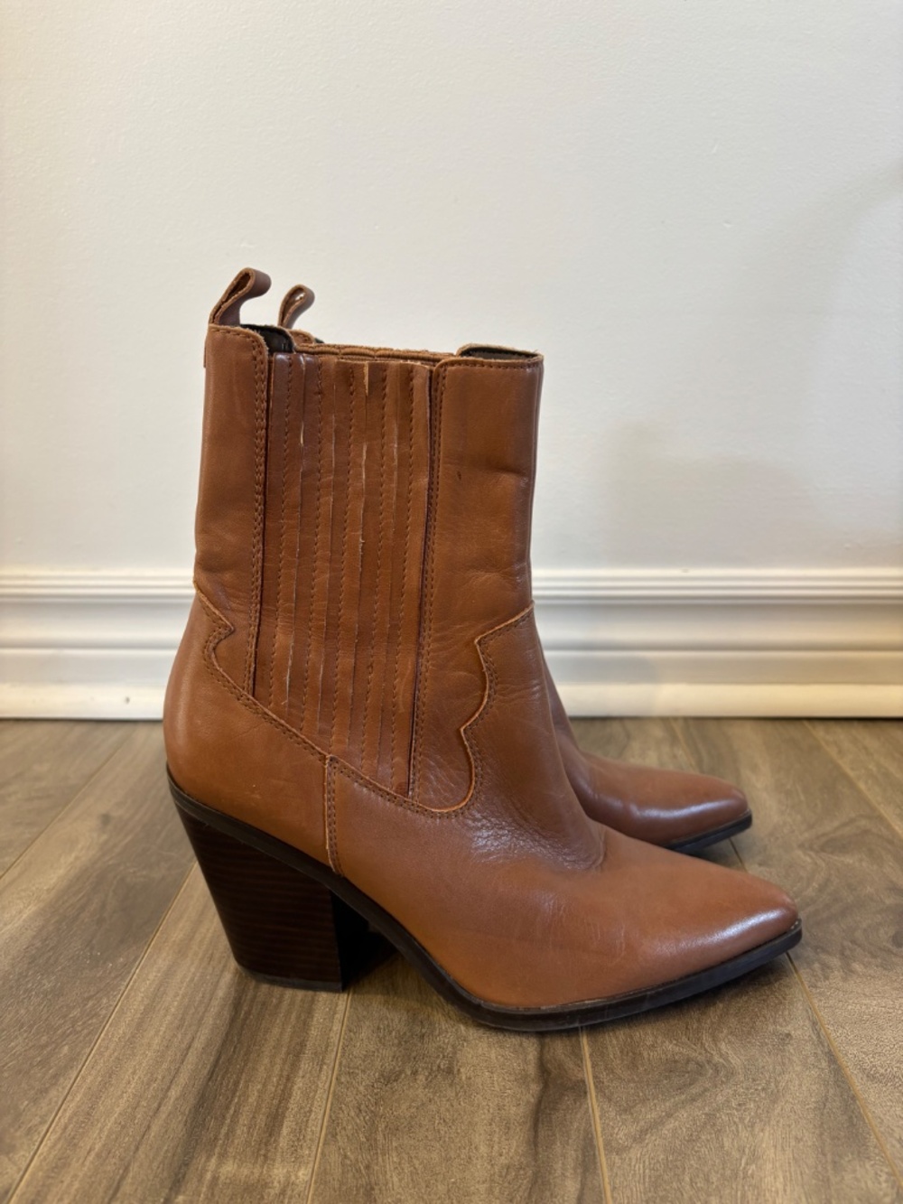 Aldo Brown Leather Western Ankle Boots - Picture 2 of 2